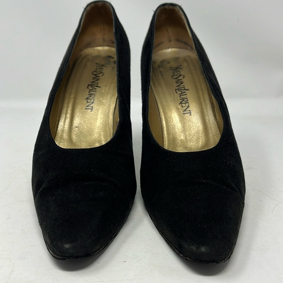 VINTAGE YVES SAINT LAURENT YSL Classic Black Suede heels Made in Italy size 9 - Picture 3 of 14